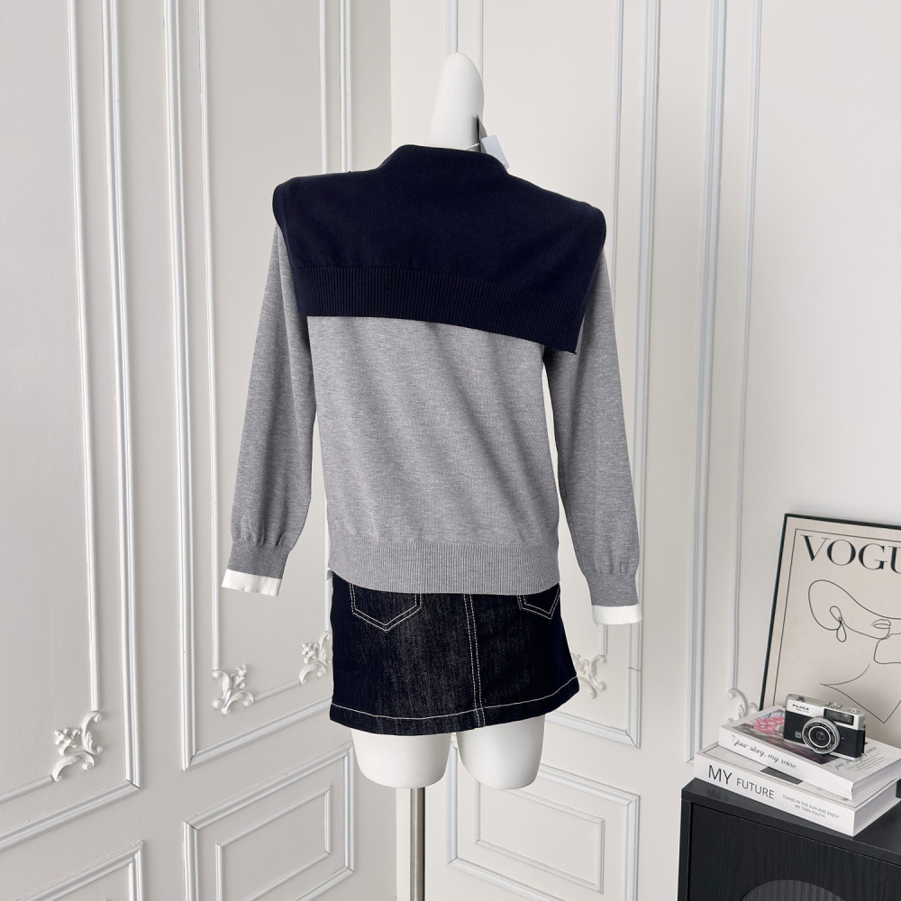 Commuting Korean style jeans knitted denim tops 3pcs set