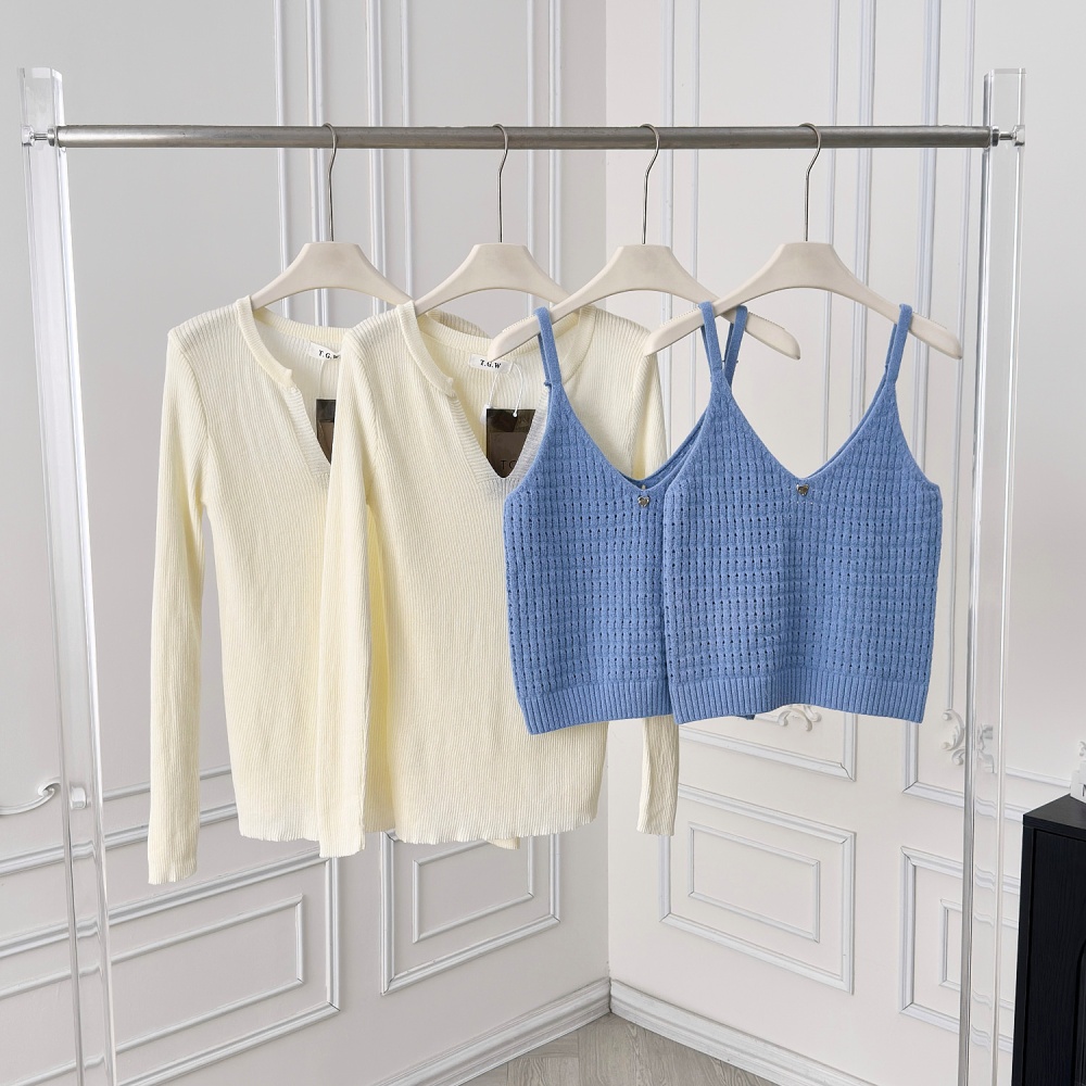 Temperament autumn blue sweater 2pcs set for women