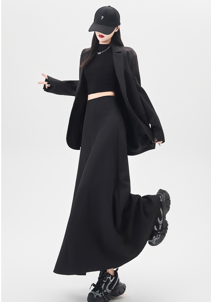 Autumn and winter splice skirt A-line slim business suit