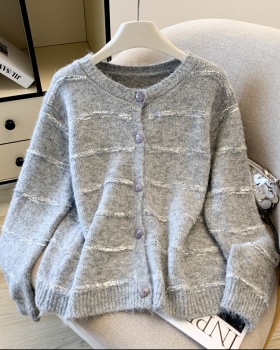 Heart buckle cardigan colors pattern sweater for women
