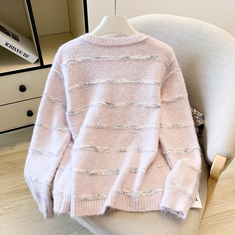 Heart buckle cardigan colors pattern sweater for women
