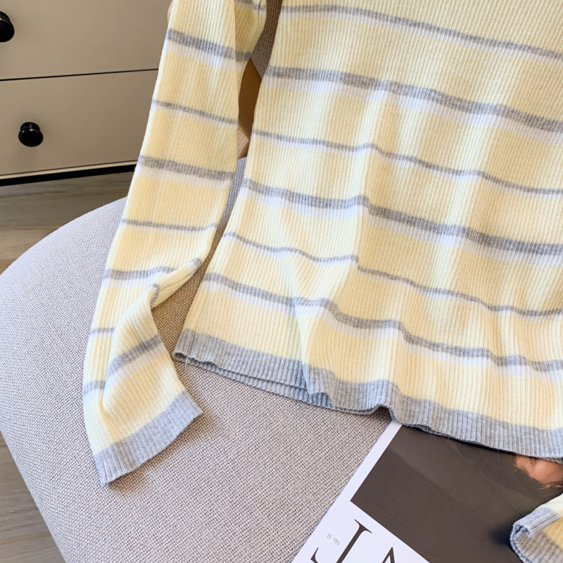 Korean style slim bottoming shirt stripe tops for women