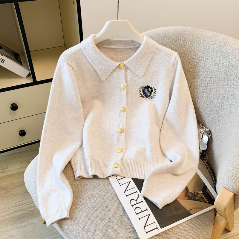A-line high waist pleated skirt lapel knitted cardigan