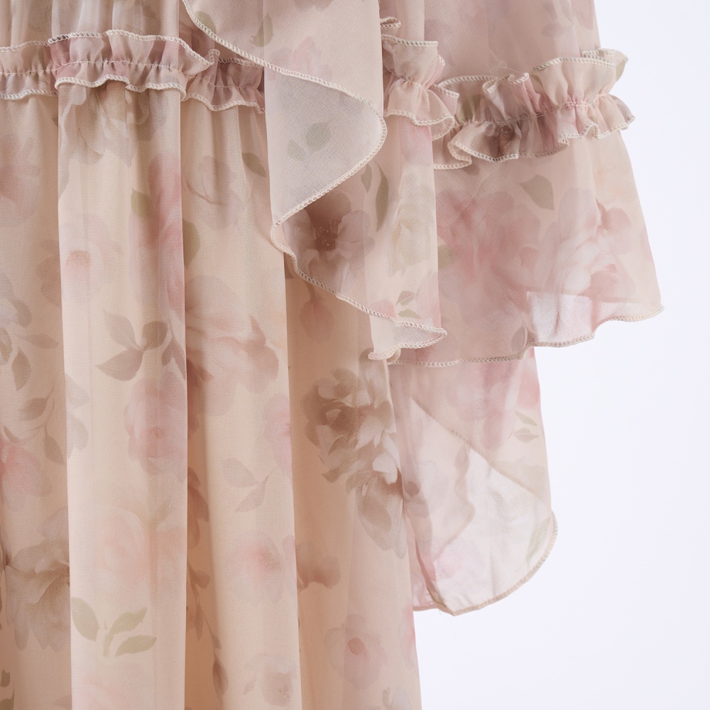 Irregular autumn tops trumpet sleeves short skirt a set