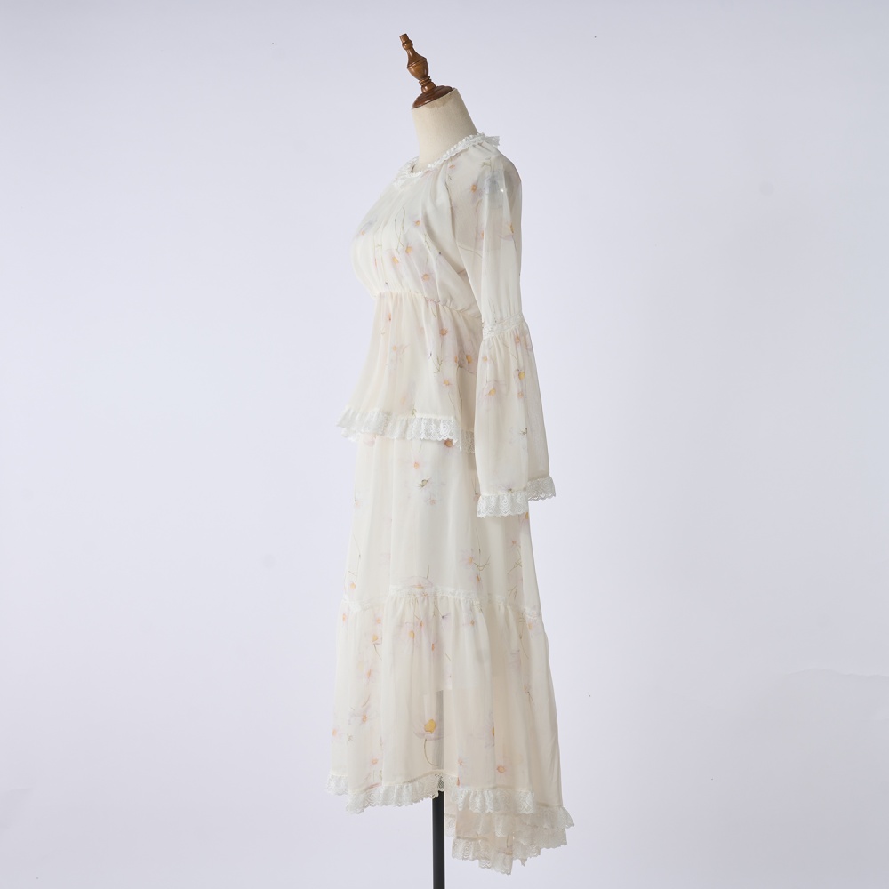 Waist pattern daisy autumn dress