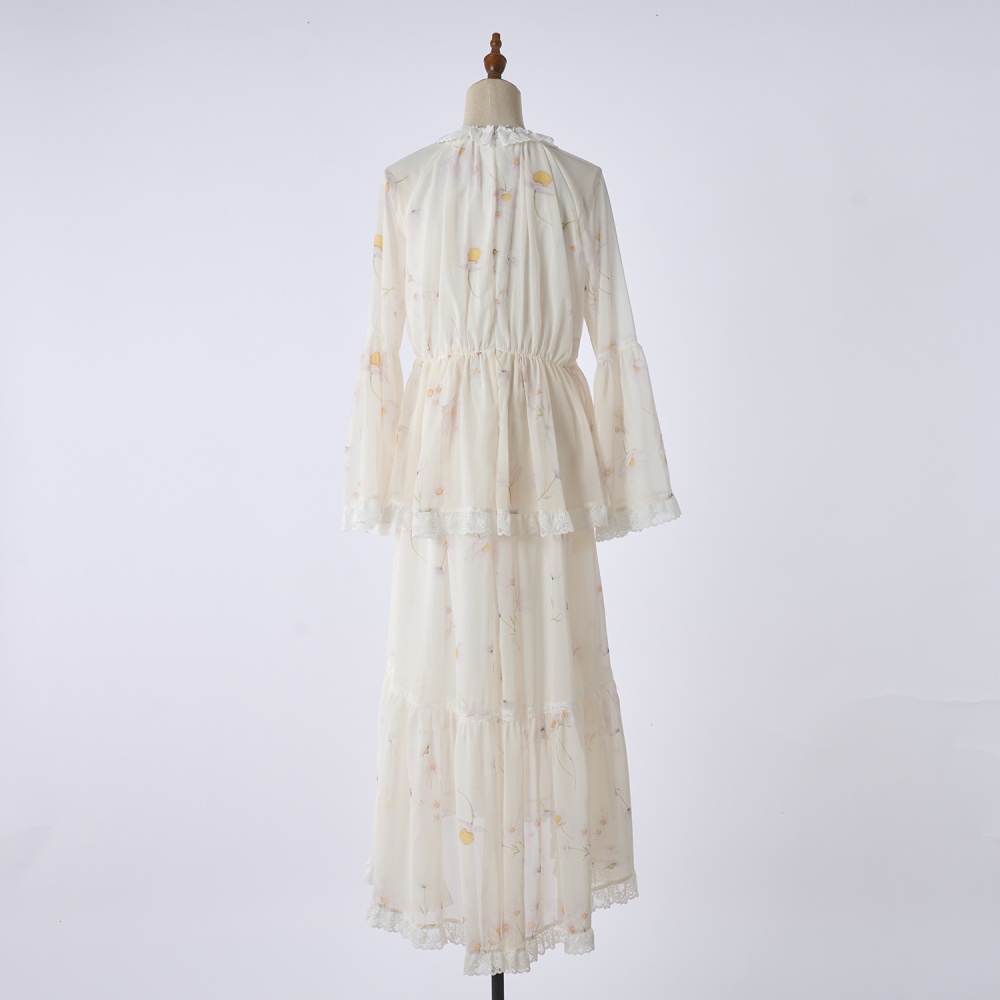 Waist pattern daisy autumn dress