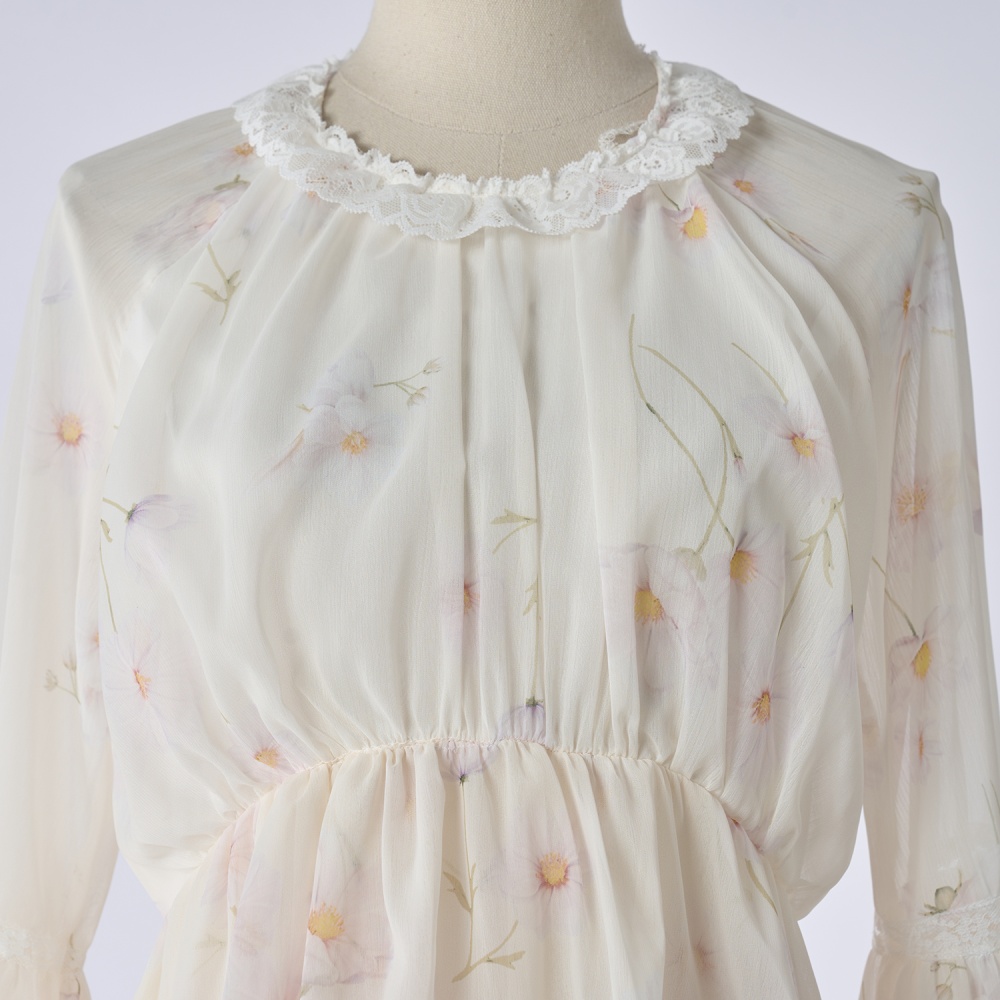 Waist pattern daisy autumn dress