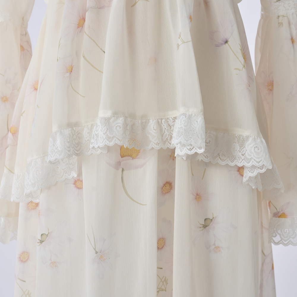 Waist pattern daisy autumn dress