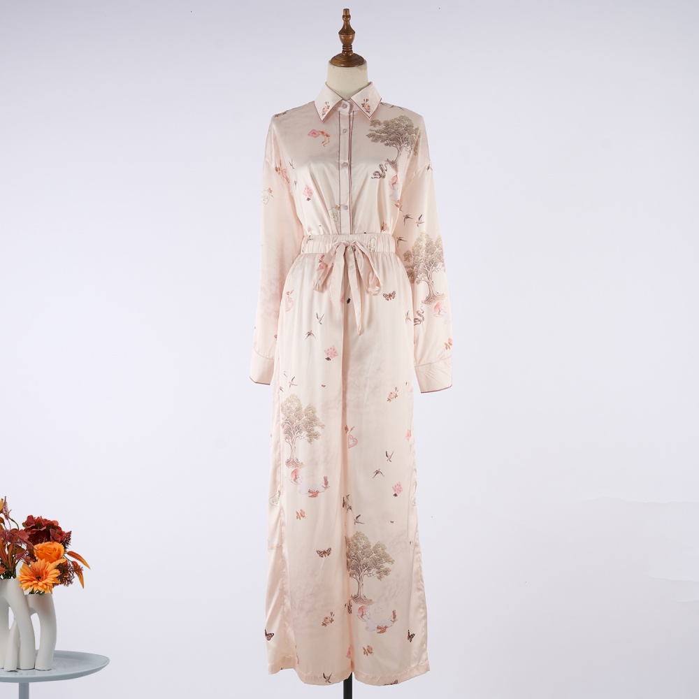 Printing loose long sleeve autumn map shirt a set