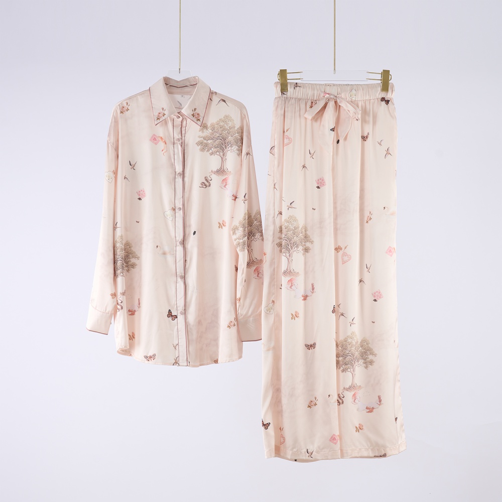 Printing loose long sleeve autumn map shirt a set
