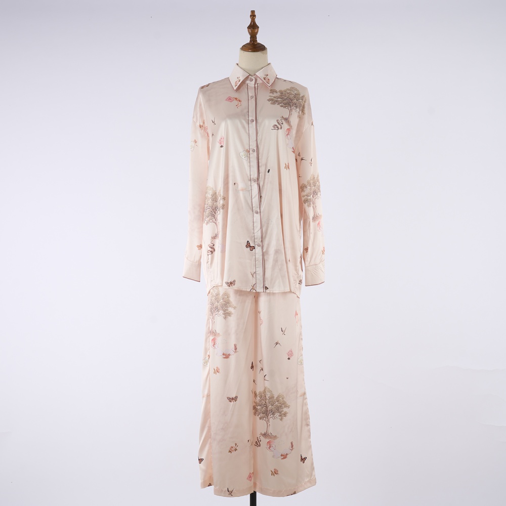 Printing loose long sleeve autumn map shirt a set