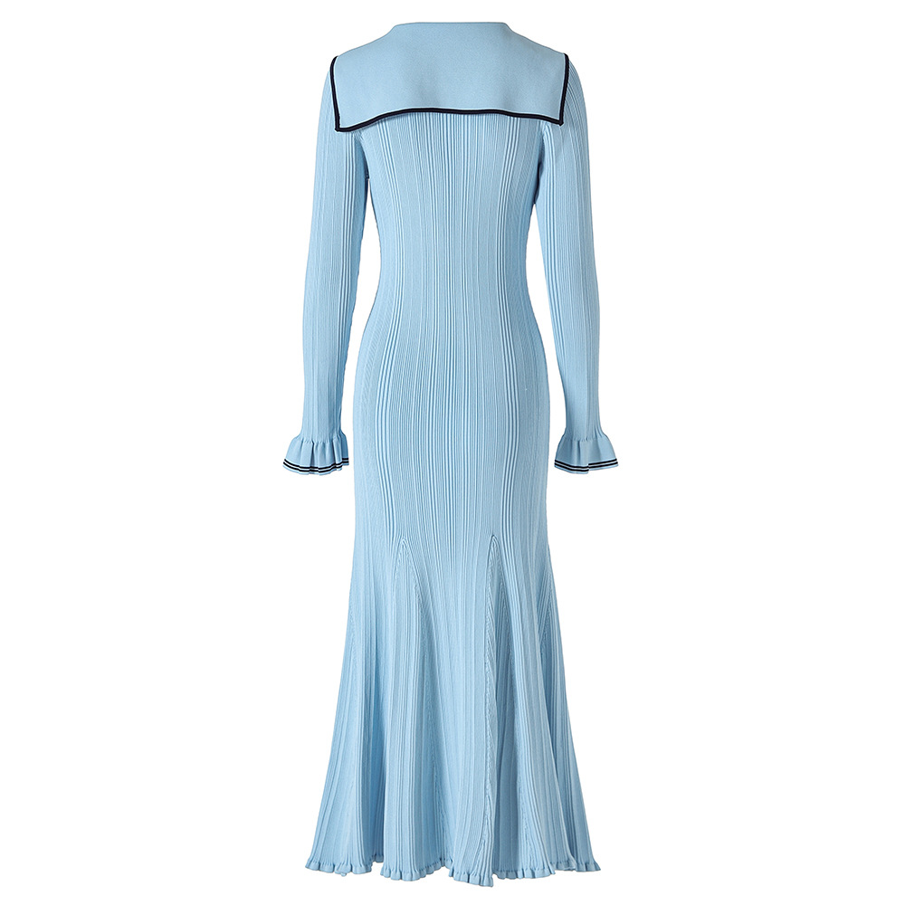 Autumn and winter buckle dress dark side long dress