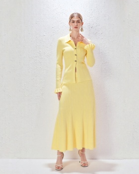 Mermaid long sleeve skirt long autumn and winter dress a set