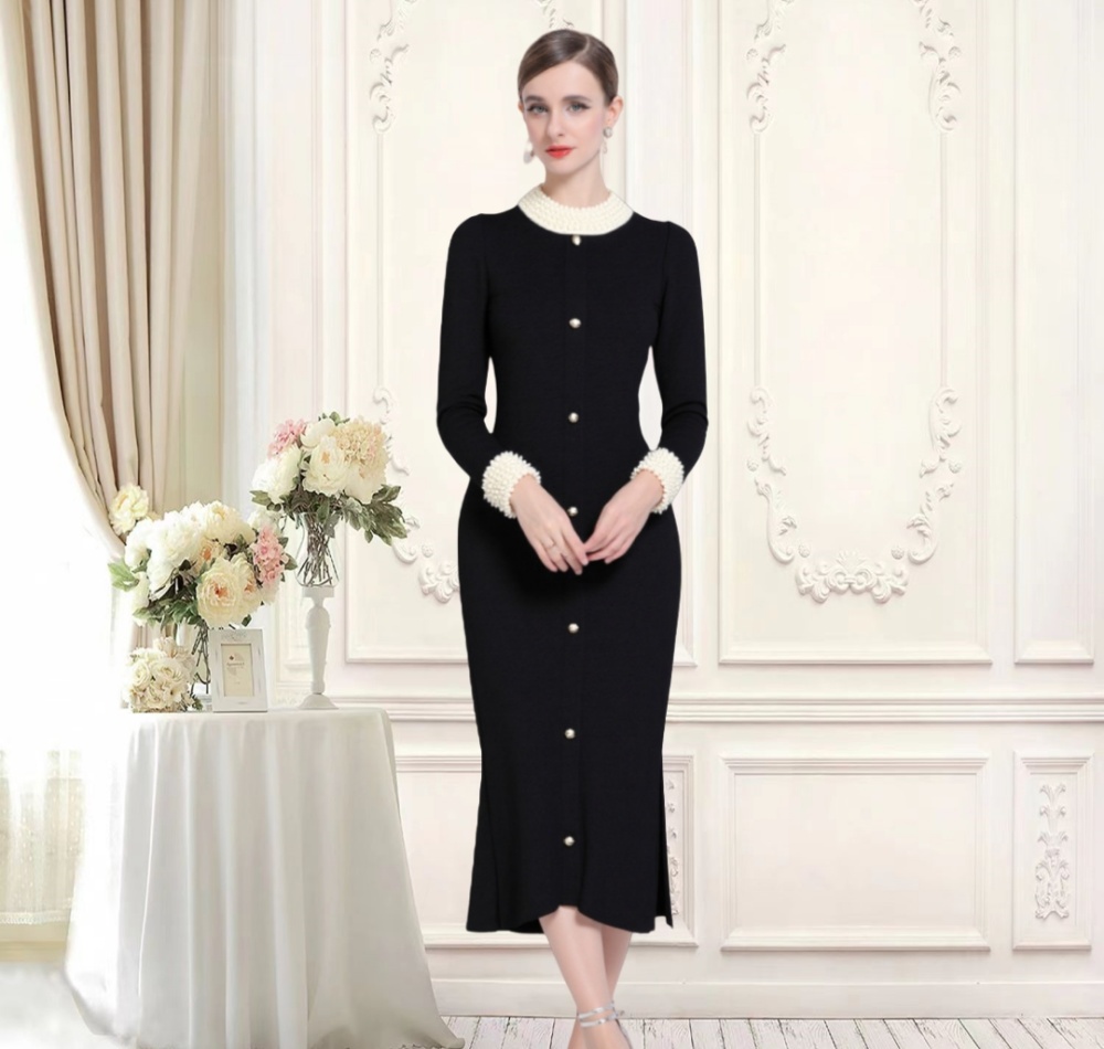 Slim long long dress package hip long sleeve dress for women