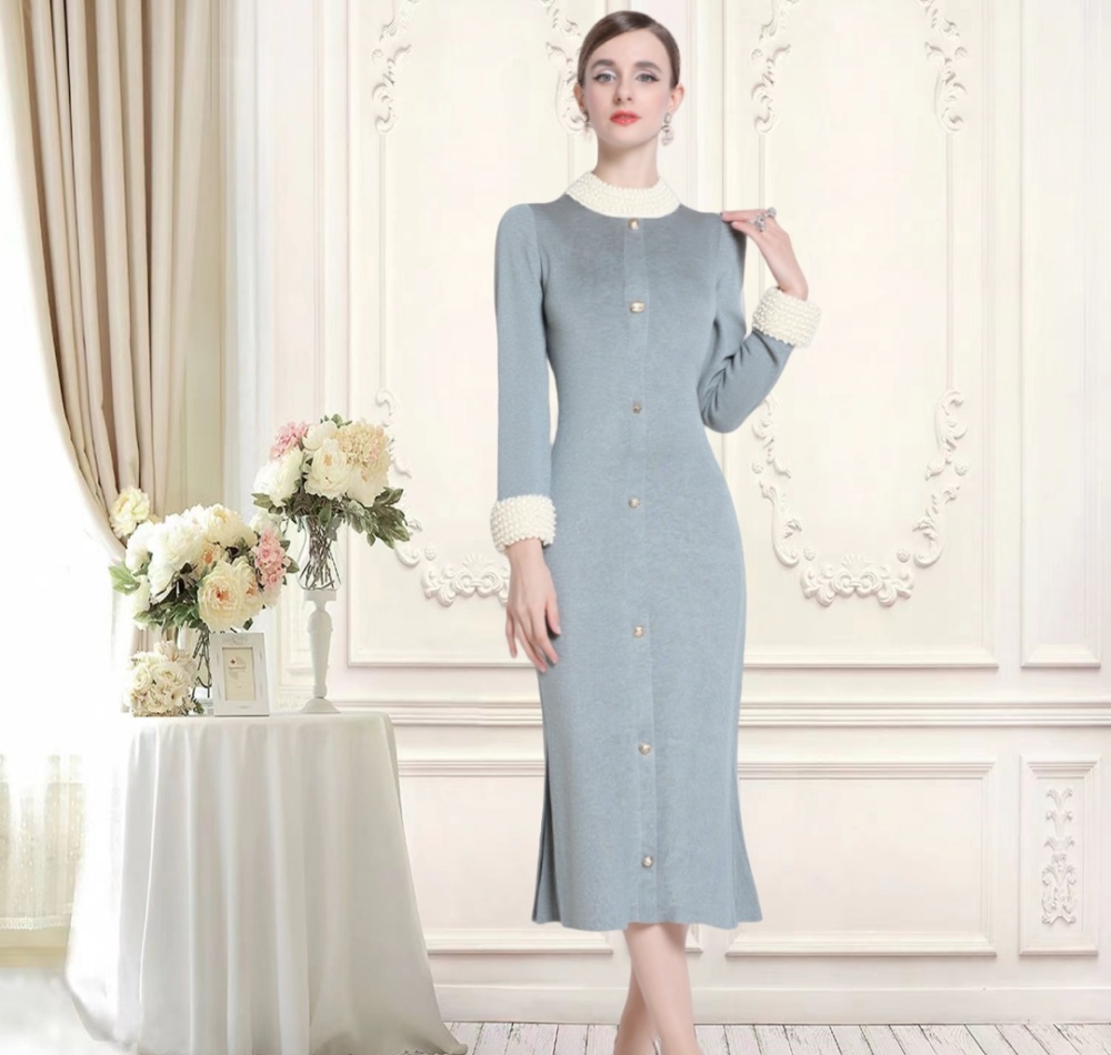 Slim long long dress package hip long sleeve dress for women