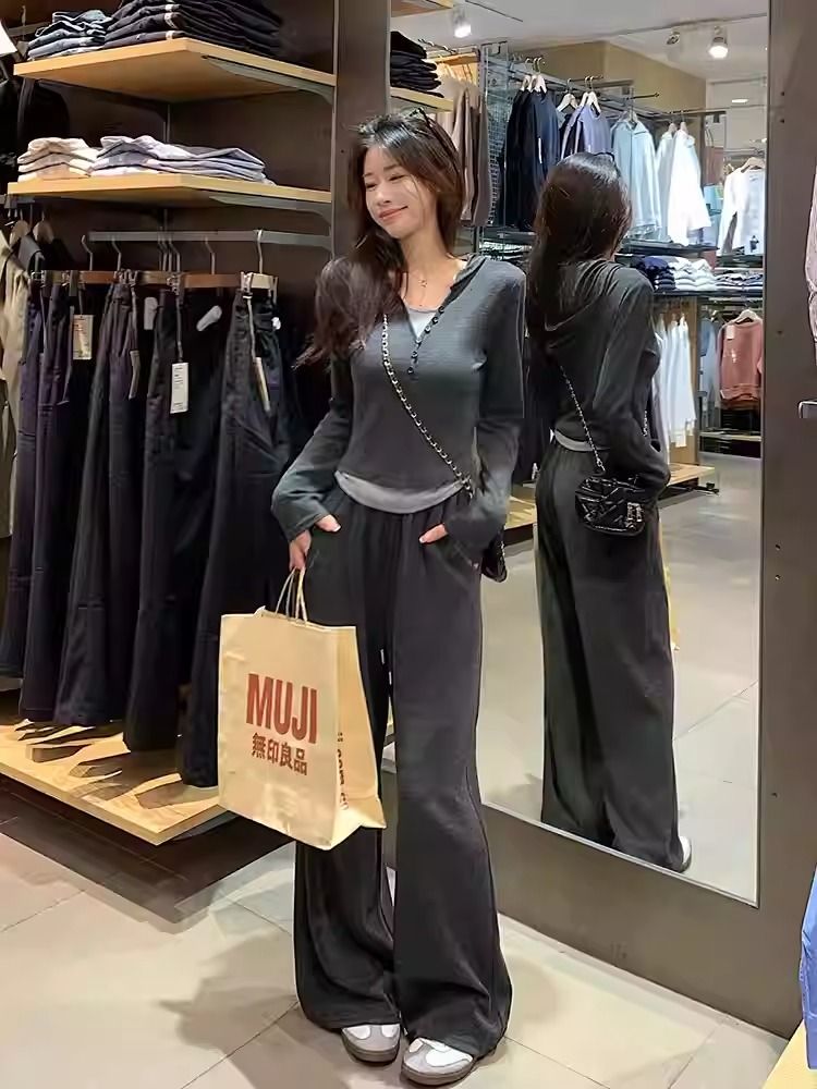 Sling wide leg pants tops 3pcs set for women