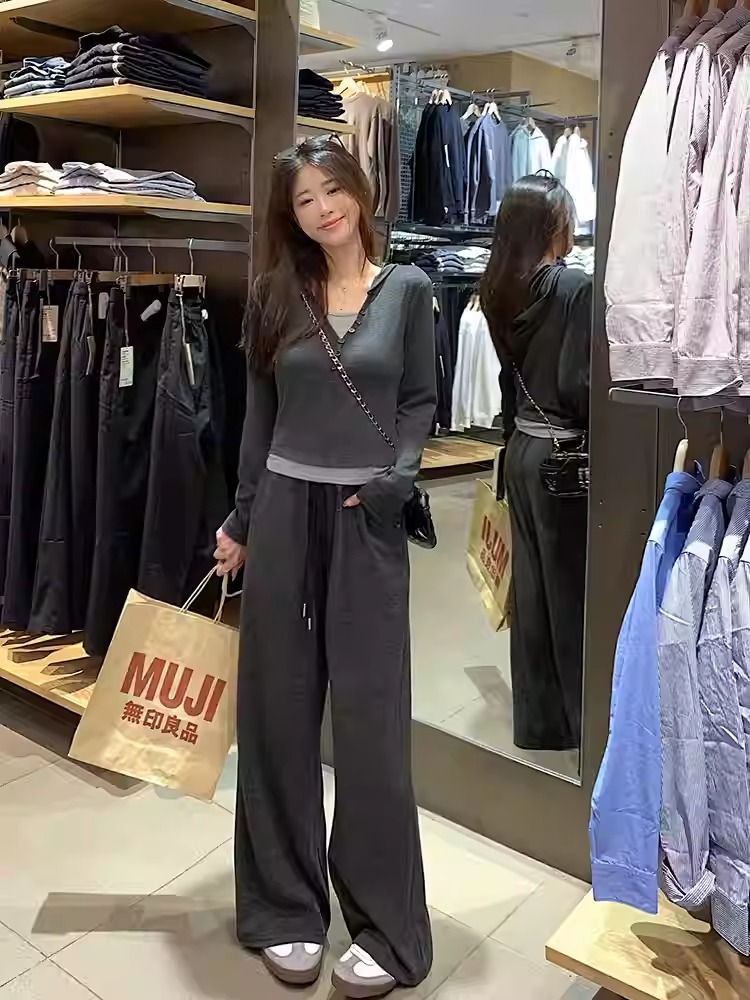 Sling wide leg pants tops 3pcs set for women