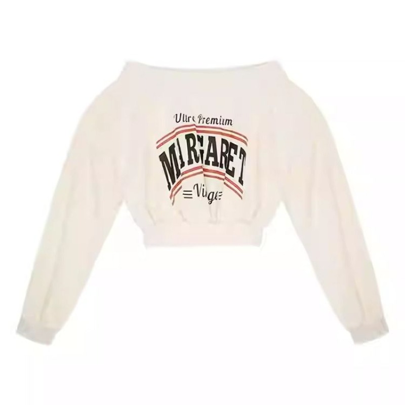 Printing milk silk cotton horizontal collar hoodie for women