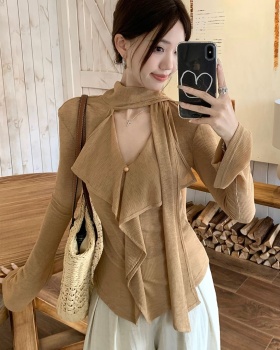 Niche autumn slim tops long sleeve V-neck T-shirt
