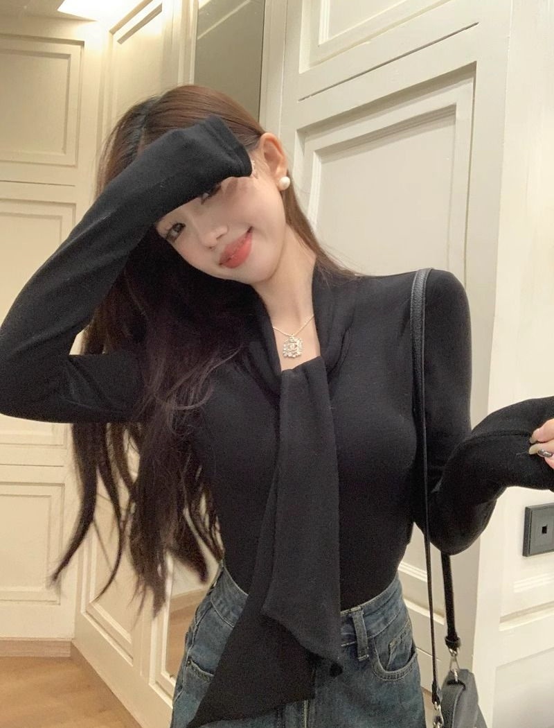 Long sleeve bottoming shirt sueding T-shirt for women