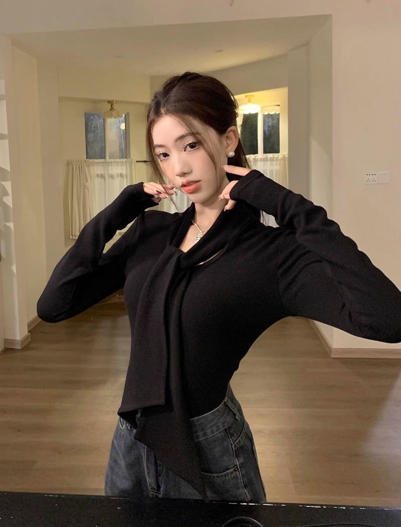 Long sleeve bottoming shirt sueding T-shirt for women