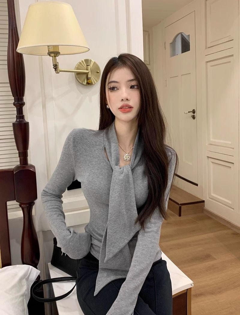 Long sleeve bottoming shirt sueding T-shirt for women