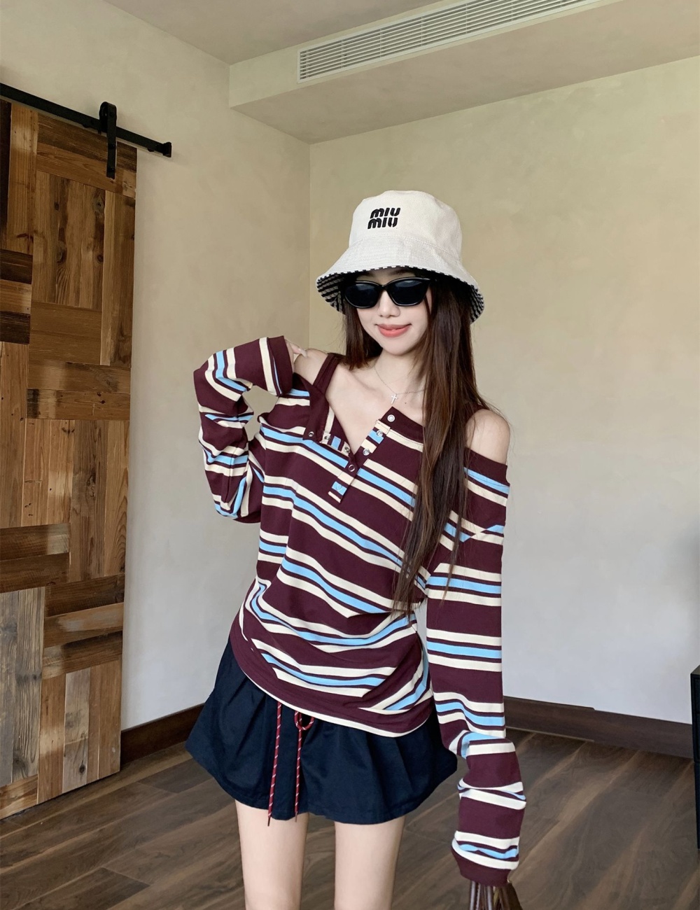 Autumn Korean style tops mixed colors T-shirt for women