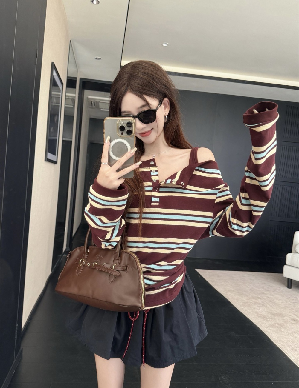 Autumn Korean style tops mixed colors T-shirt for women