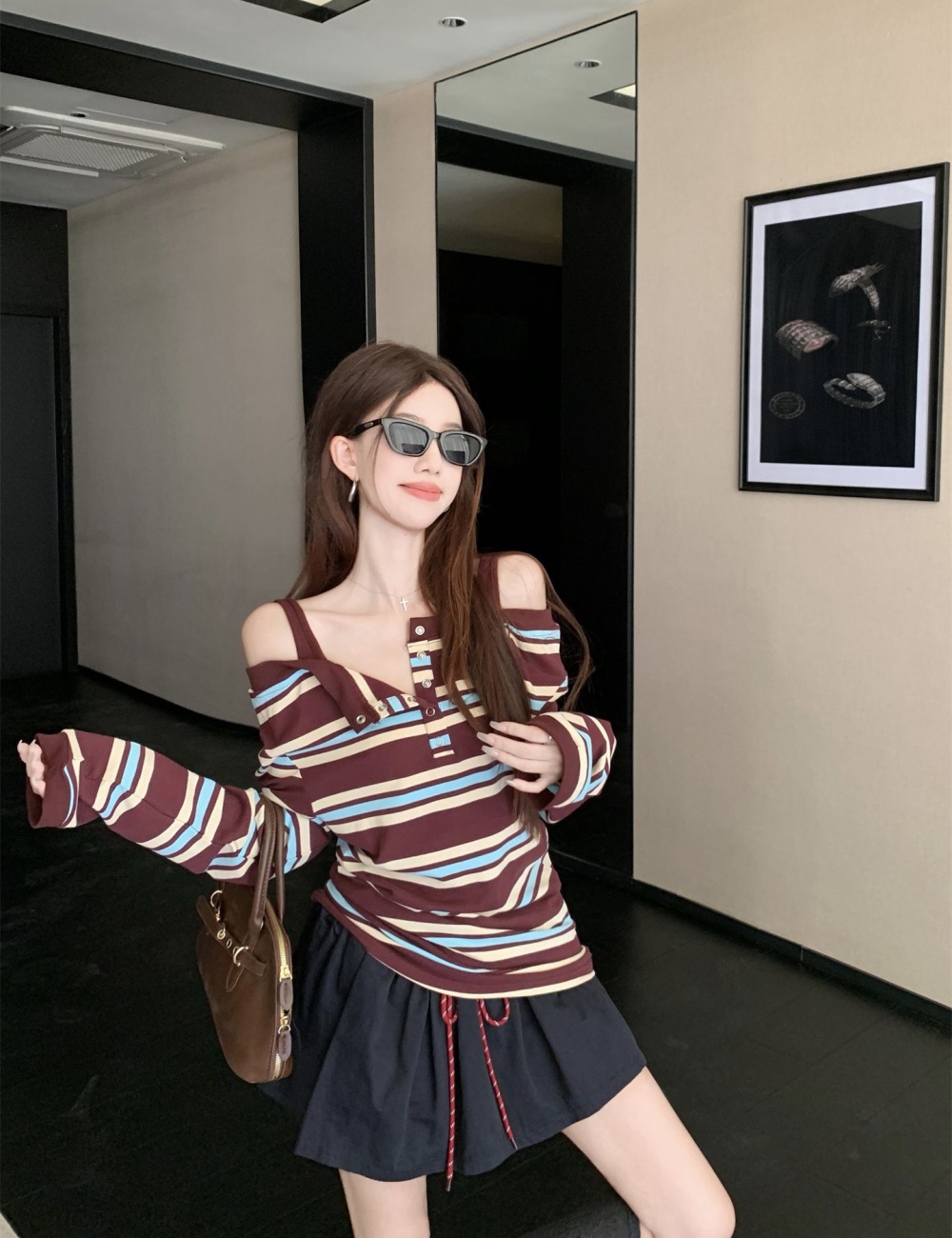 Autumn Korean style tops mixed colors T-shirt for women