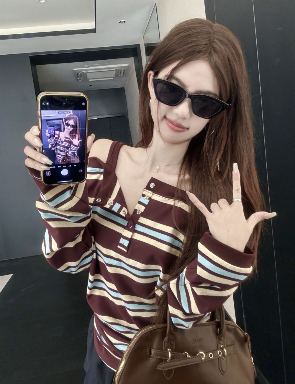 Autumn Korean style tops mixed colors T-shirt for women