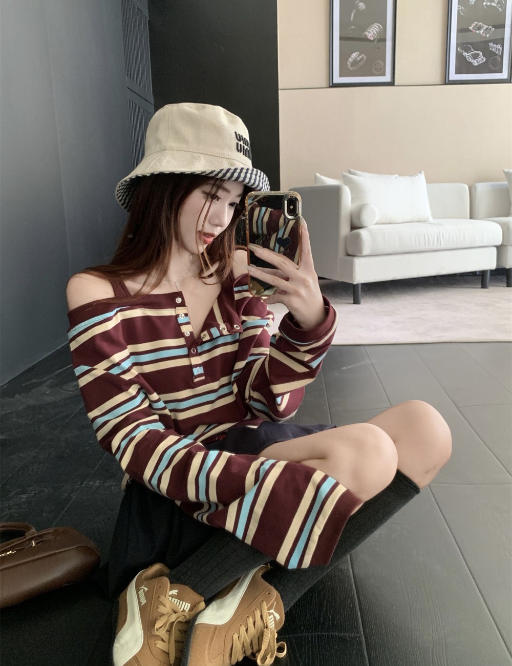 Autumn Korean style tops mixed colors T-shirt for women