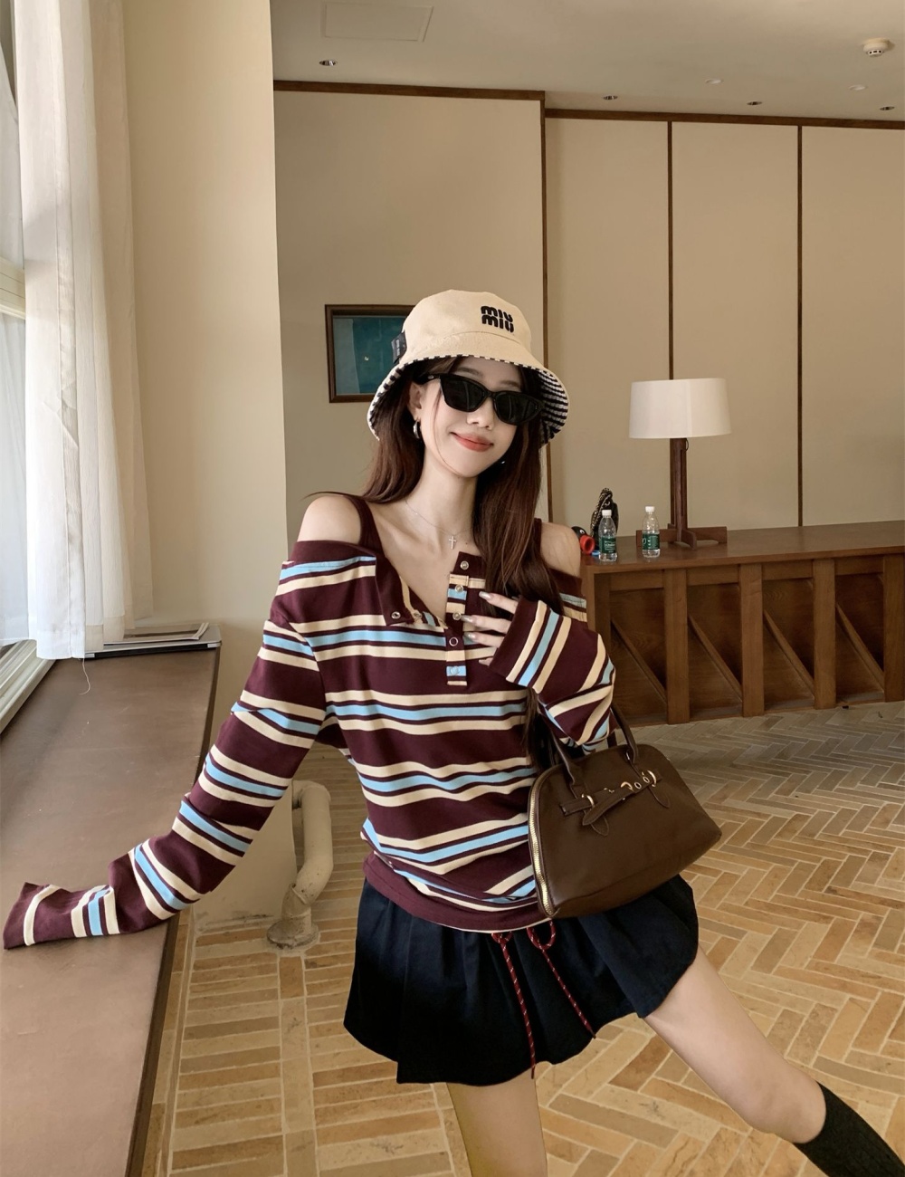 Autumn Korean style tops mixed colors T-shirt for women