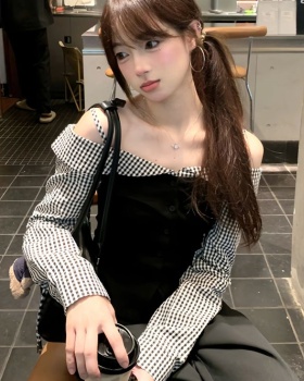 Pseudo-two small shirt strapless T-shirt for women