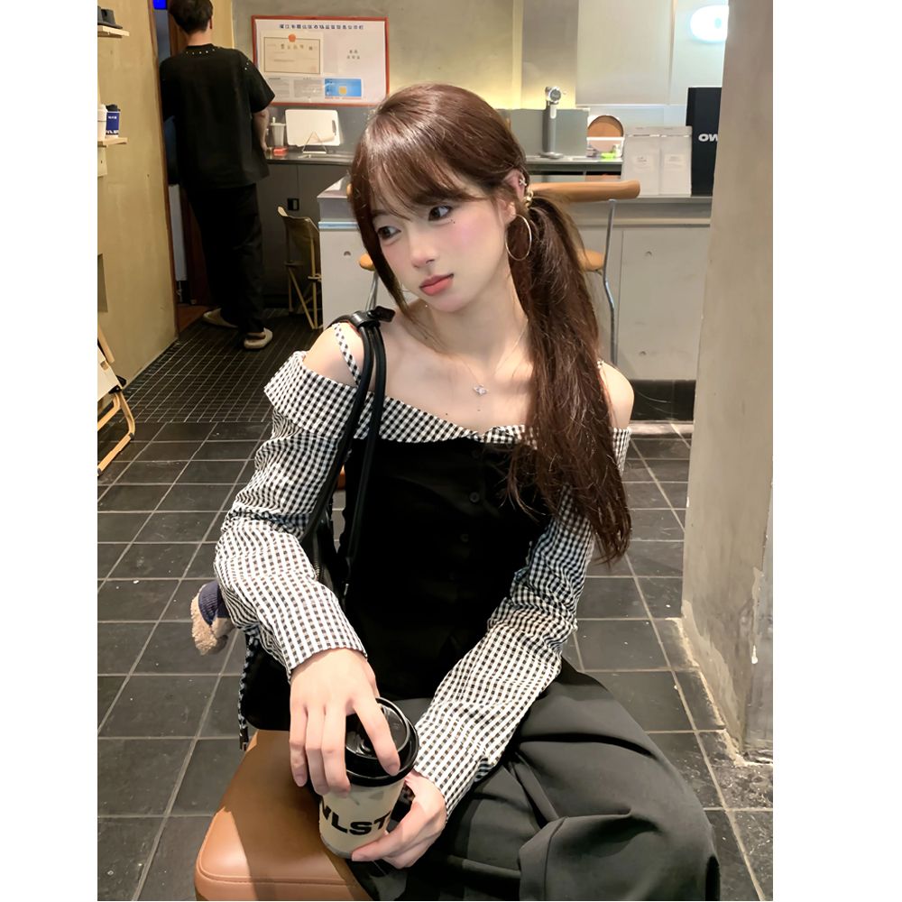 Pseudo-two small shirt strapless T-shirt for women