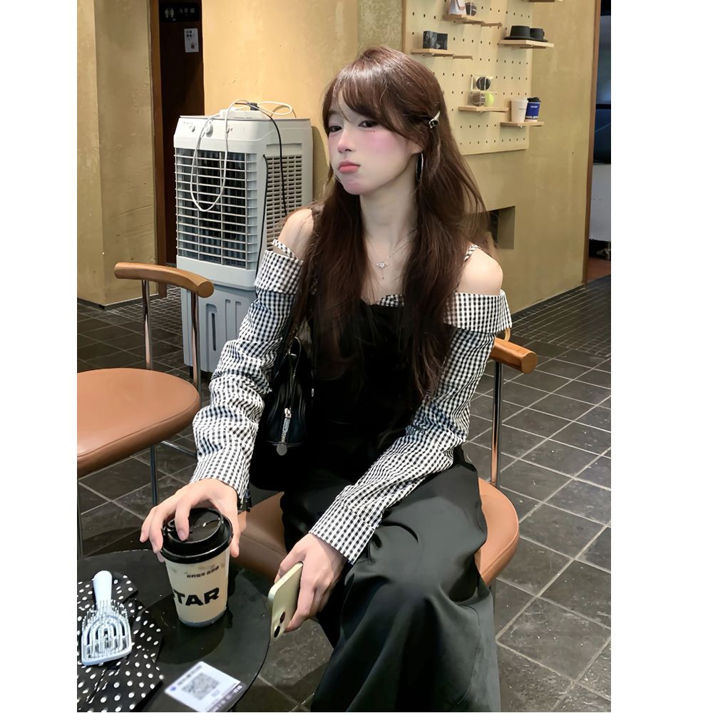 Pseudo-two small shirt strapless T-shirt for women