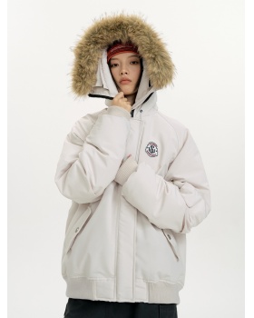 Large fur collar down coat thermal couples cotton coat