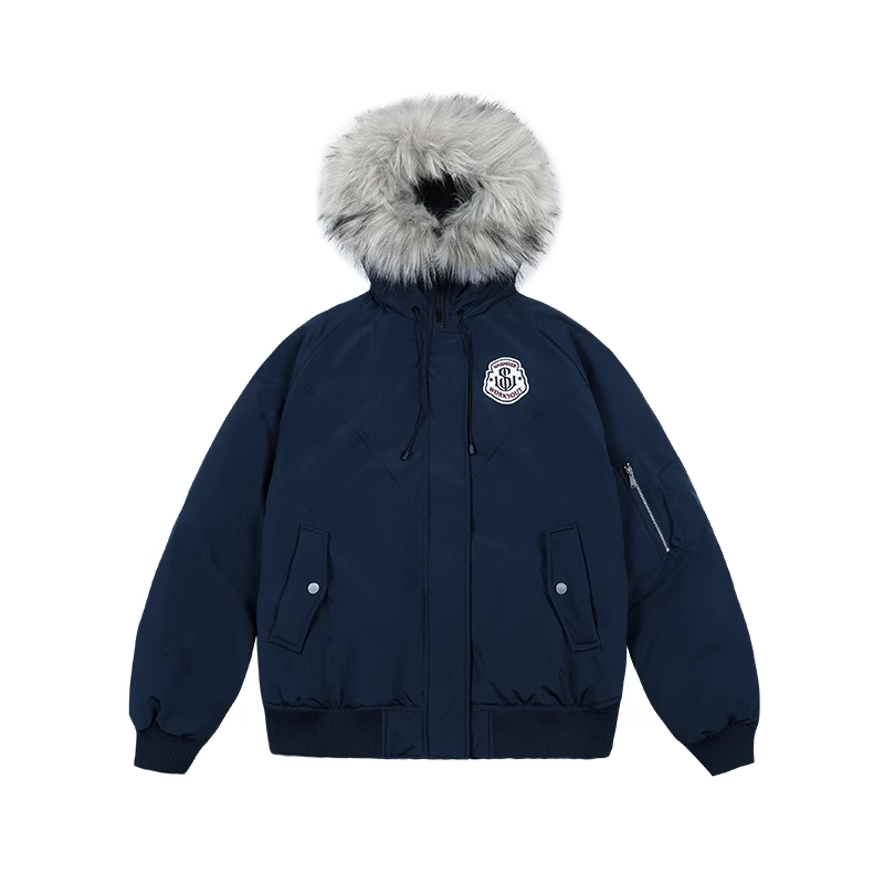Large fur collar down coat thermal couples cotton coat