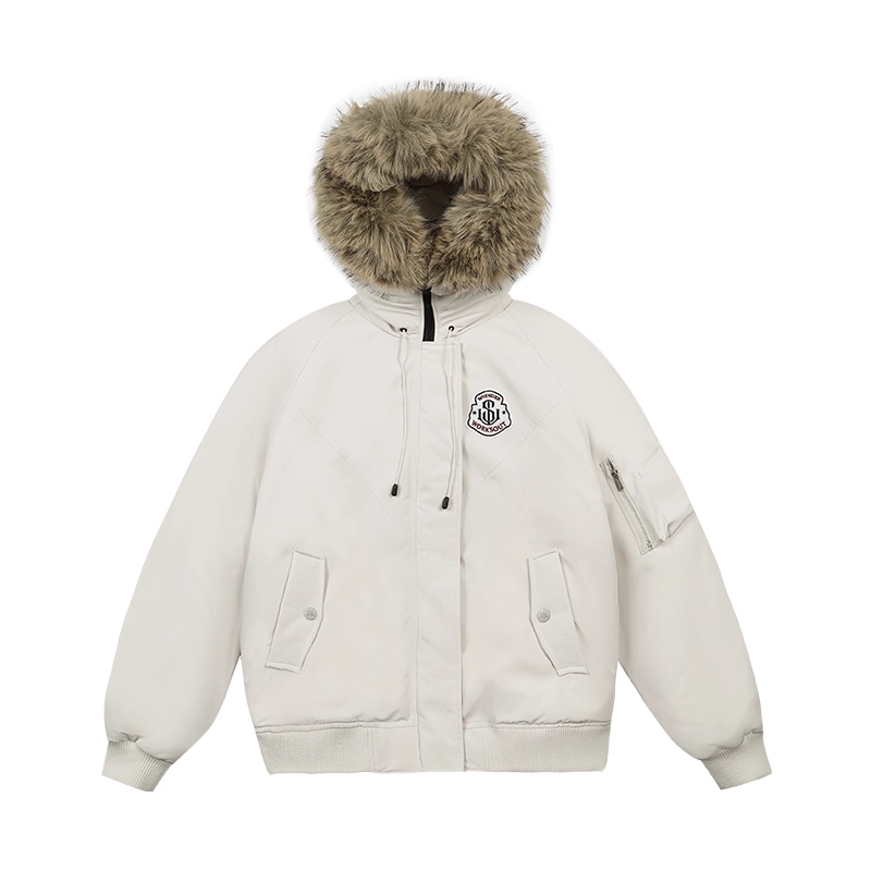 Large fur collar down coat thermal couples cotton coat