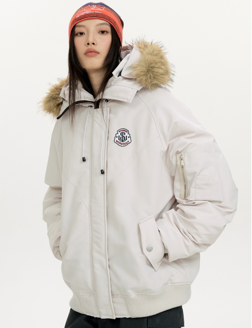 Large fur collar down coat thermal couples cotton coat