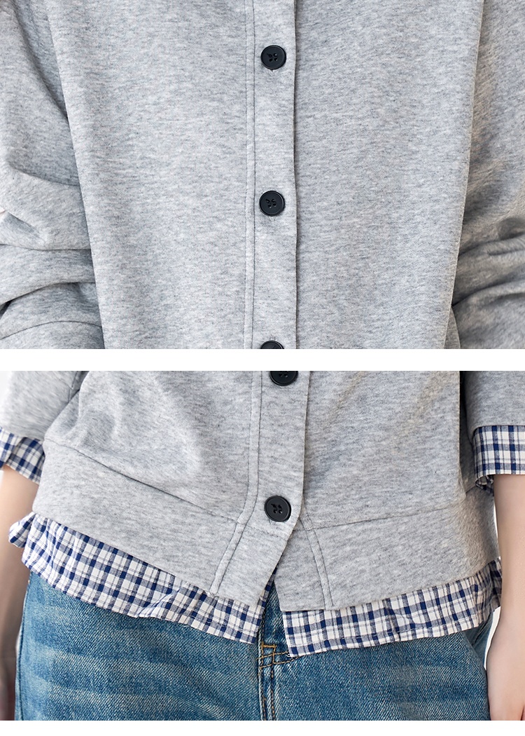 Autumn plaid all-match tops single-breasted loose cardigan