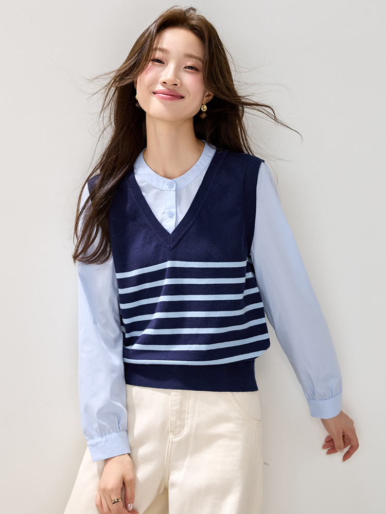 Long sleeve tops knitted shirt for women