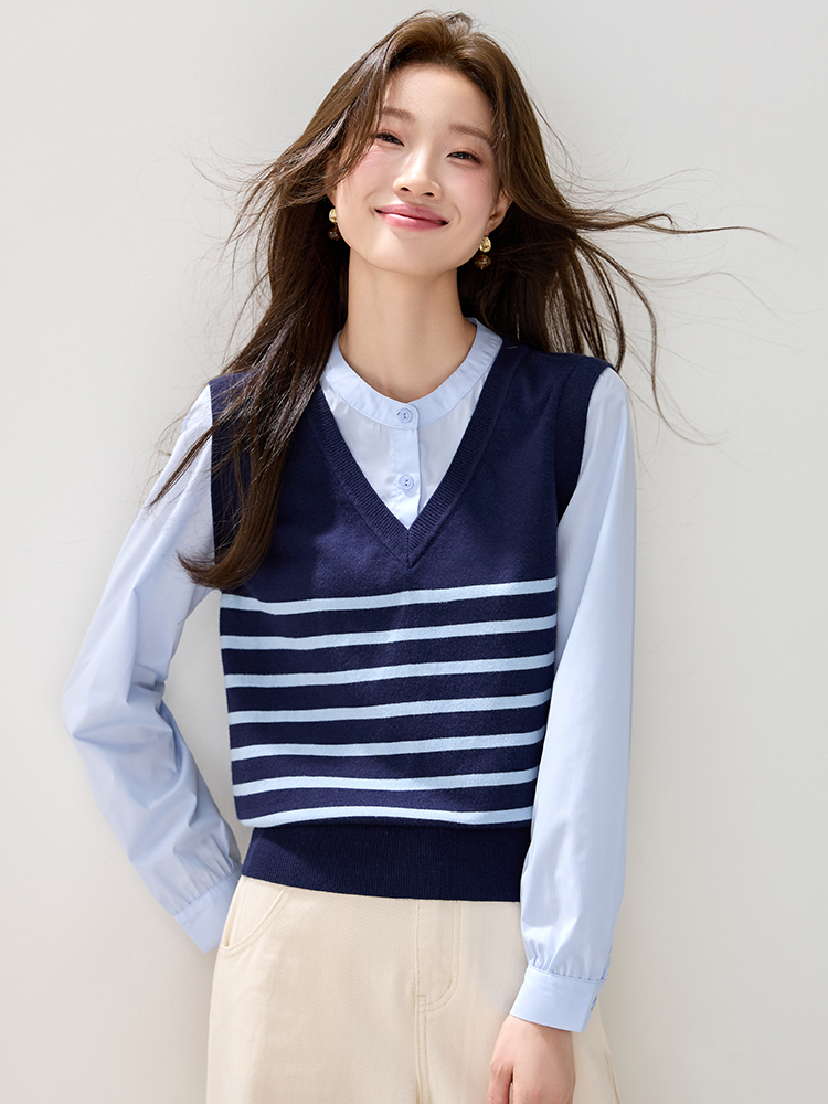 Long sleeve tops knitted shirt for women