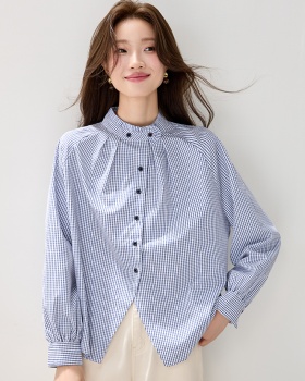 Simple all-match shirt wood ear tops for women