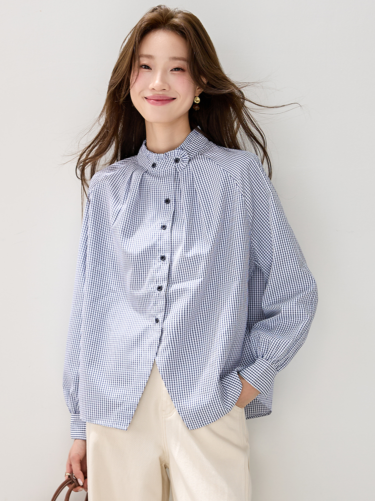 Simple all-match shirt wood ear tops for women