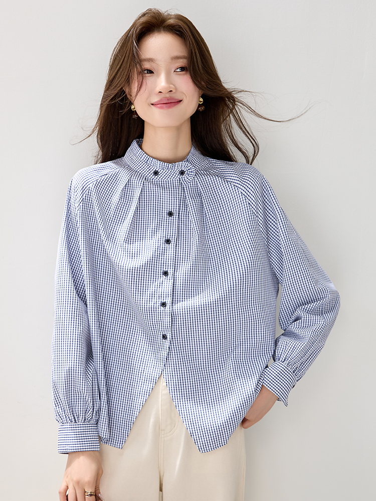 Simple all-match shirt wood ear tops for women