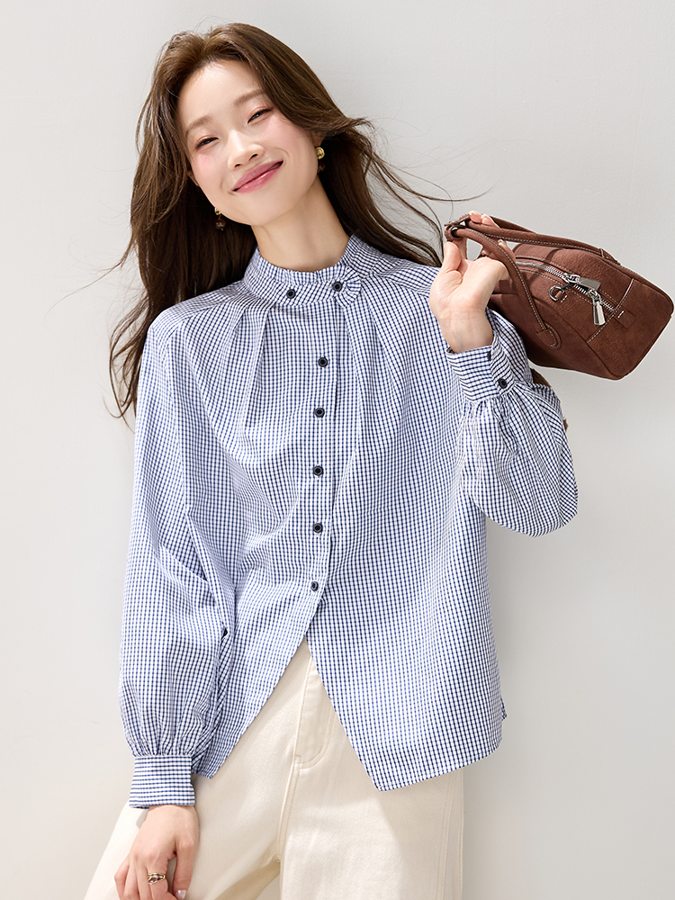 Simple all-match shirt wood ear tops for women