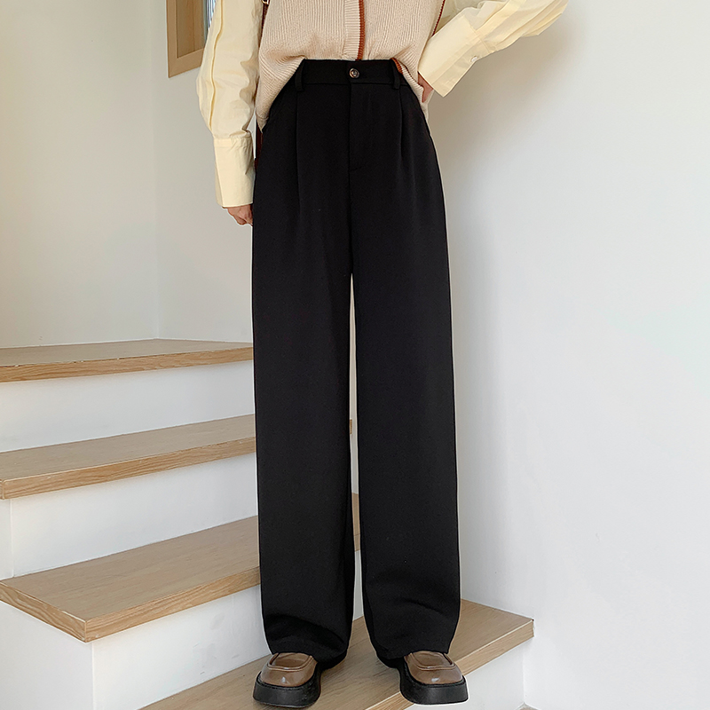 High waist casual pants slim wide leg pants for women