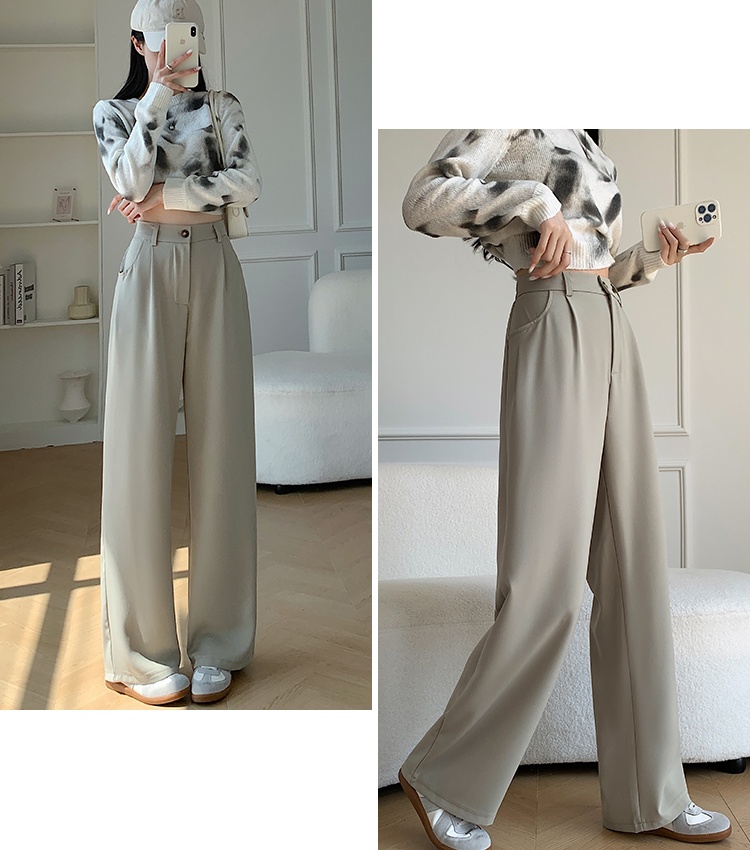 High waist casual pants slim wide leg pants for women