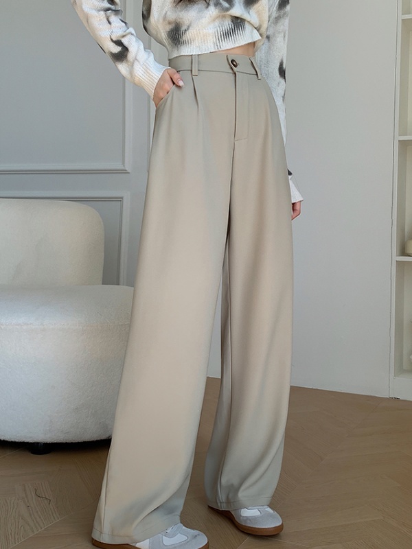 High waist casual pants slim wide leg pants for women