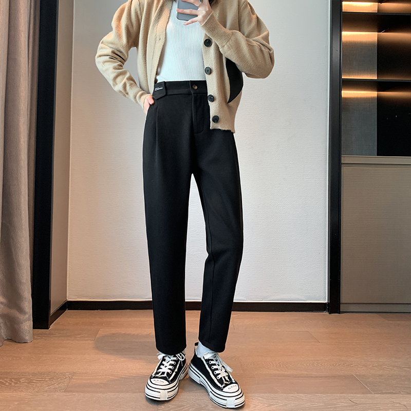 Radish straight pants pants high waist suit pants for women